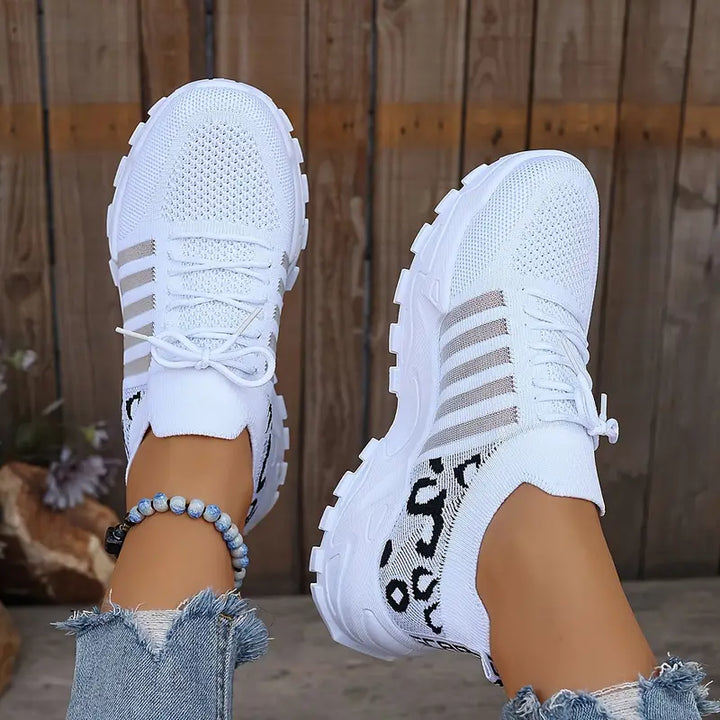 Lace Up Patterned Textured Lug Sole Sneakers
