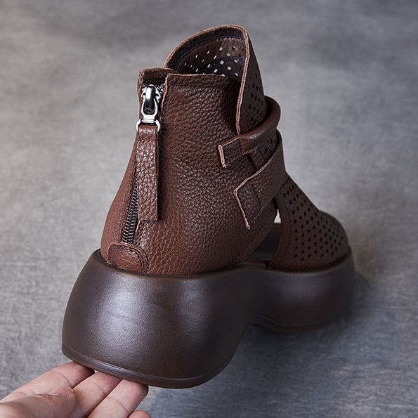 Perforated Open Toe Platform Sandals