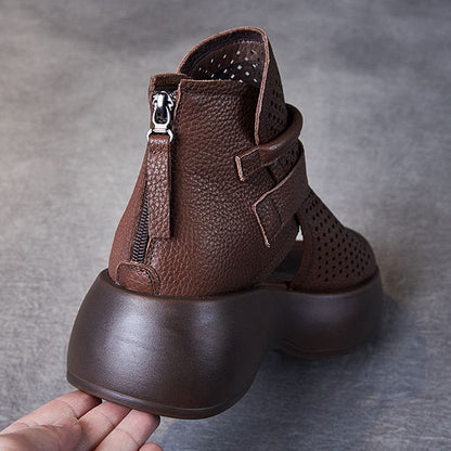 Perforated Open Toe Platform Sandals