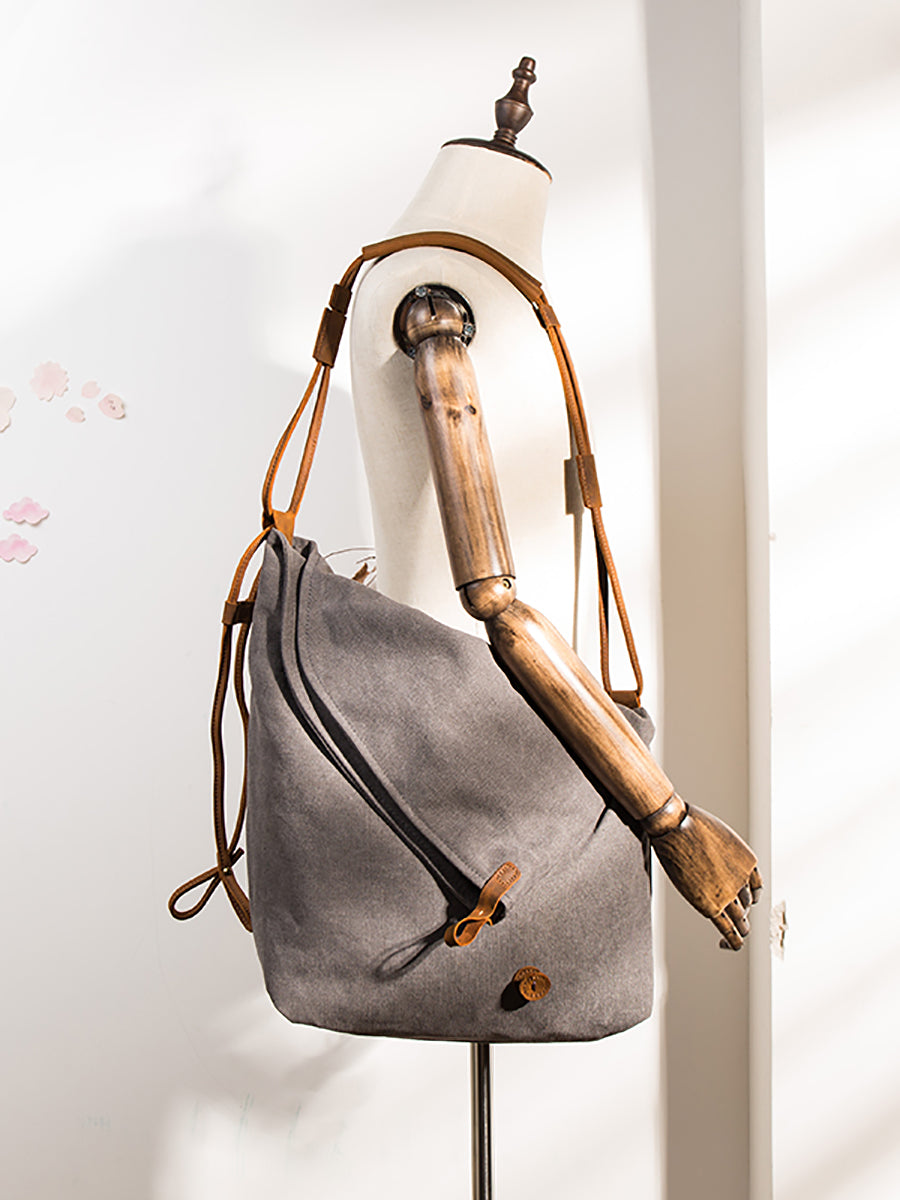 Asymmetrical Slouchy Folded Buttoned Adjustable Stitched Bag