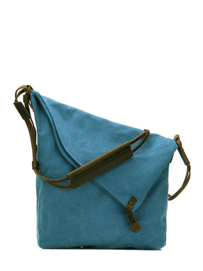 Asymmetrical Slouchy Folded Buttoned Adjustable Stitched Bag