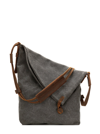 Asymmetrical Slouchy Folded Buttoned Adjustable Stitched Bag