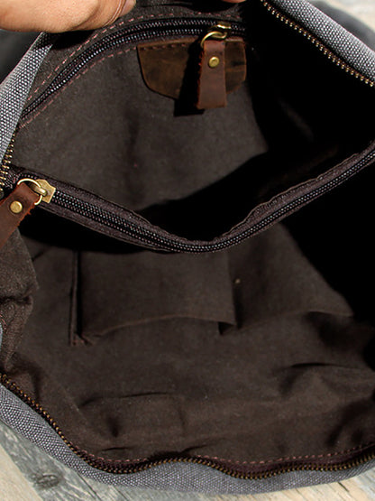 Asymmetrical Slouchy Folded Buttoned Adjustable Stitched Bag