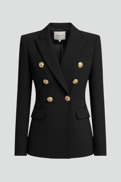 Peak Lapel Double Breasted Flapped Fitted Structured Blazer