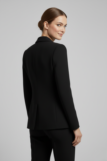 Peak Lapel Double Breasted Flapped Fitted Structured Blazer