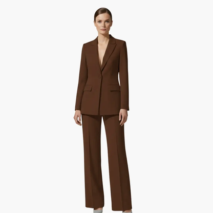 Notched Lapel Single Buttoned Wide Leg Suit Set
