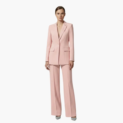 Notched Lapel Single Buttoned Wide Leg Suit Set