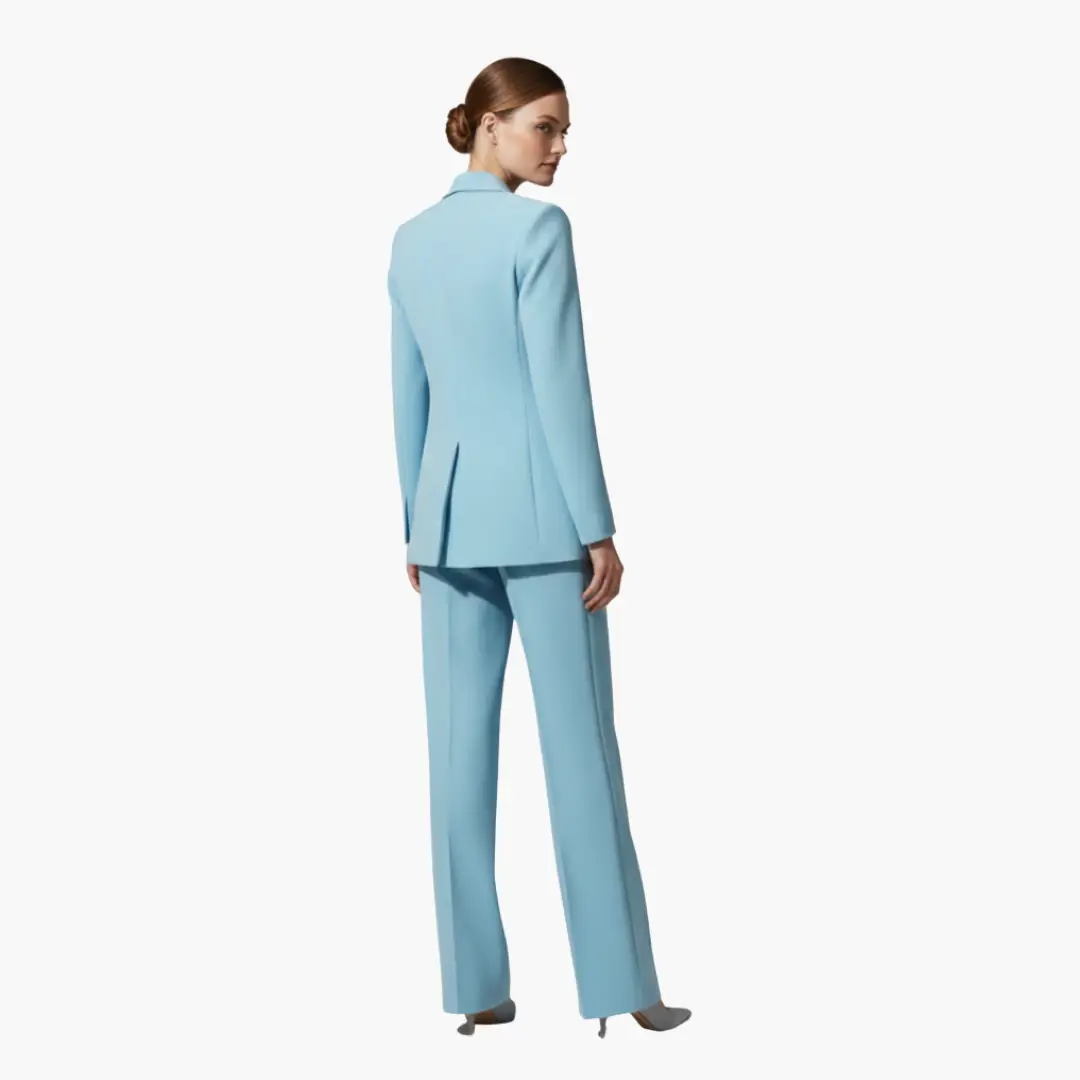 Notched Lapel Single Buttoned Wide Leg Suit Set