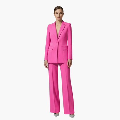 Notched Lapel Single Buttoned Wide Leg Suit Set