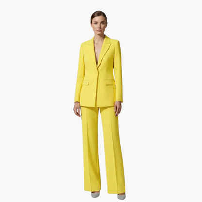 Notched Lapel Single Buttoned Wide Leg Suit Set