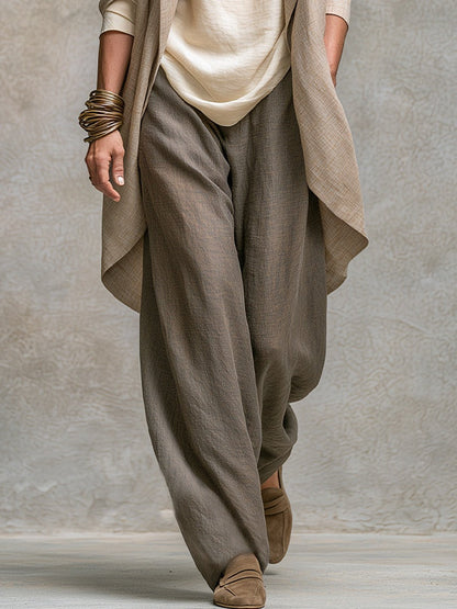 Women's Draped Open Front Duster Jacket, Cami Top & Wide Leg Pants Set