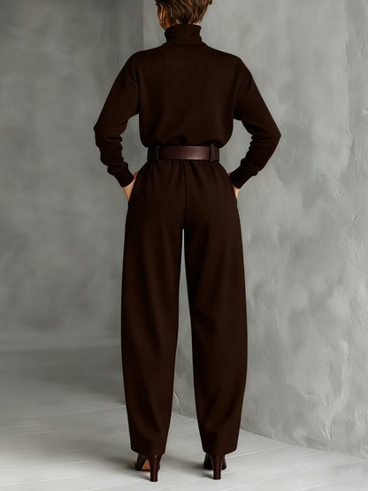 High-Neck Belted Wide Leg Jumpsuit For Women