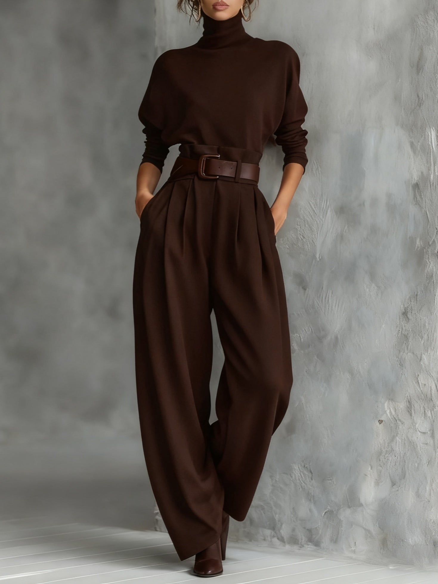 High-Neck Belted Wide Leg Jumpsuit For Women