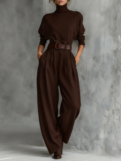 High-Neck Belted Wide Leg Jumpsuit For Women