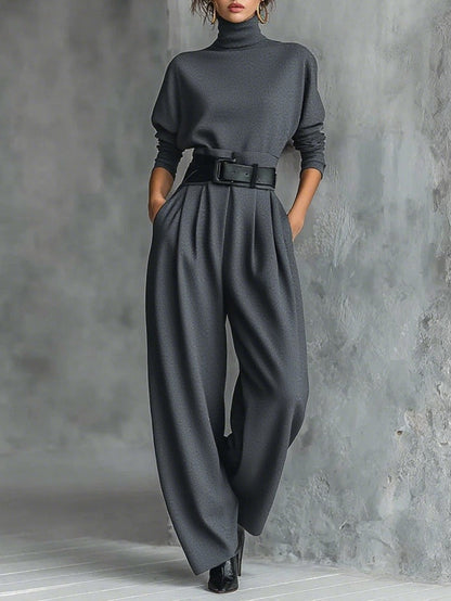 High-Neck Belted Wide Leg Jumpsuit For Women