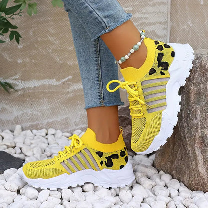 Lace Up Patterned Textured Lug Sole Sneakers