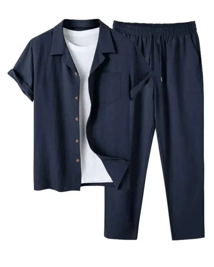 Collared Buttoned Cuffed Pocketed Gathered Relaxed Matching Set