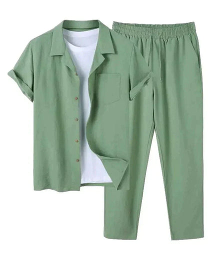 Collared Buttoned Cuffed Pocketed Gathered Relaxed Matching Set