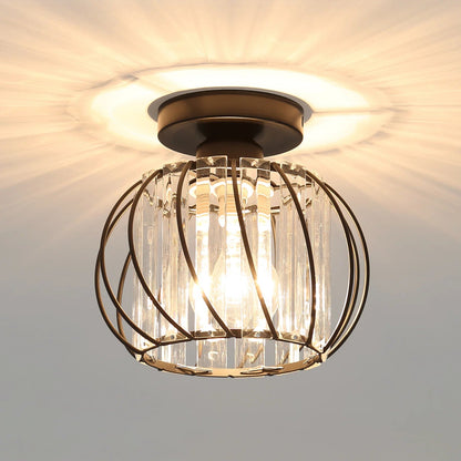 Metal Cage Ceiling Light with Glass Slats