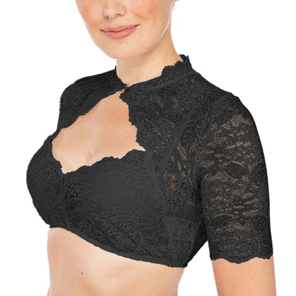 Women's Mock Neck Short Sleeve Lace Bolero Shrug