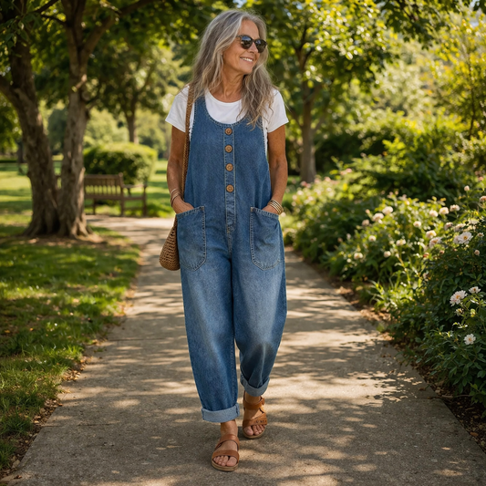 Button Front Wide Leg Jumpsuit