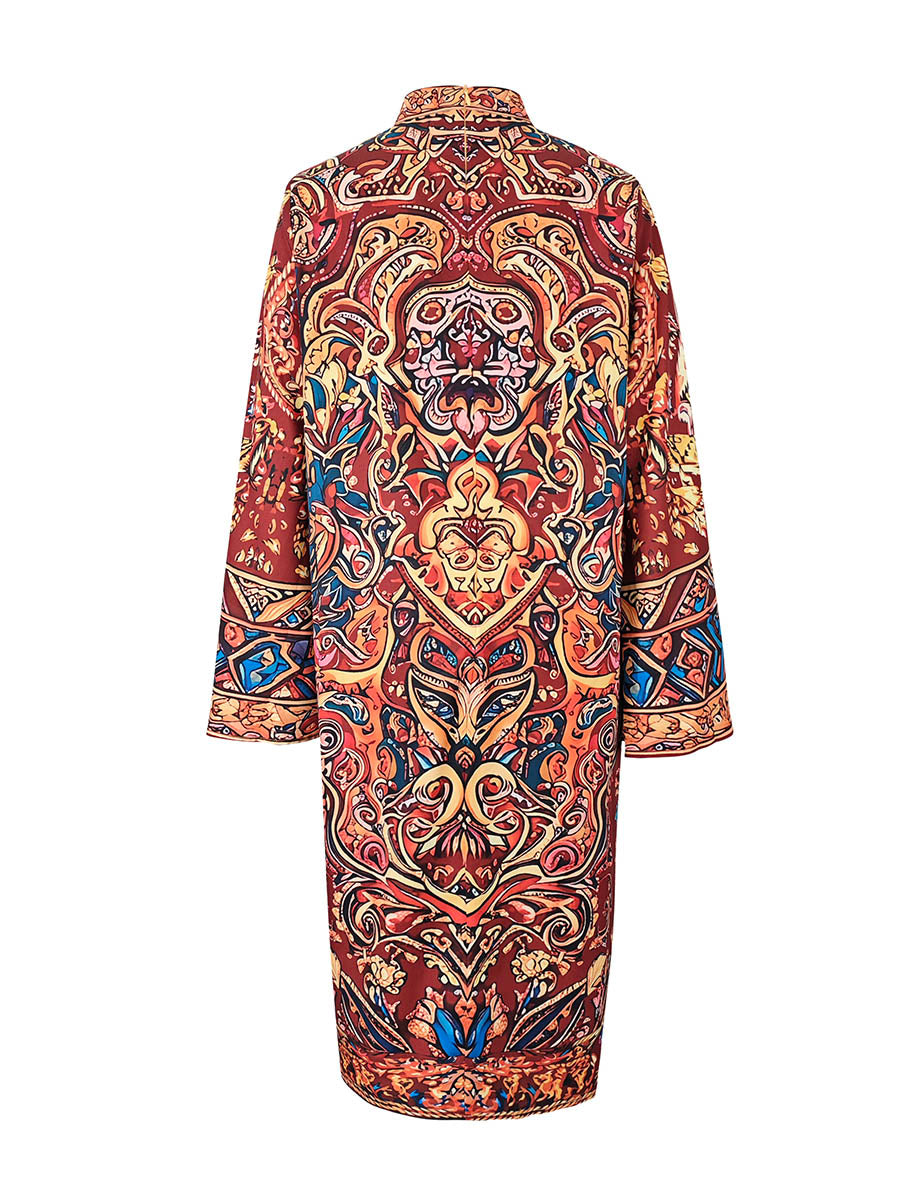 Long Sleeve Loose Mock Neck Midi Dress