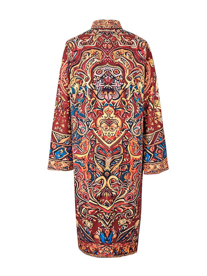 Long Sleeve Loose Mock Neck Midi Dress