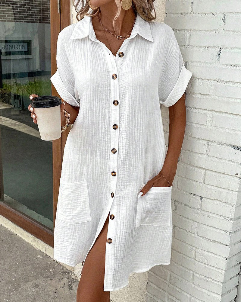 Loose Fit Short Sleeve Pocket Dress