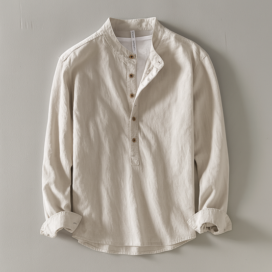 Solid Button Half Placket Shirt