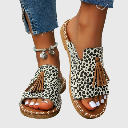 Tassel Open-Toe Flat Sandals