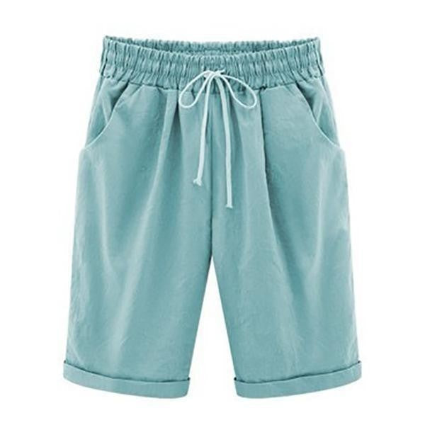 Tied Gathered Loose Pocketed Cuffed Solid Shorts