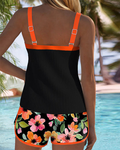 Adjustable Floral Printed Round Fitted Swimwear
