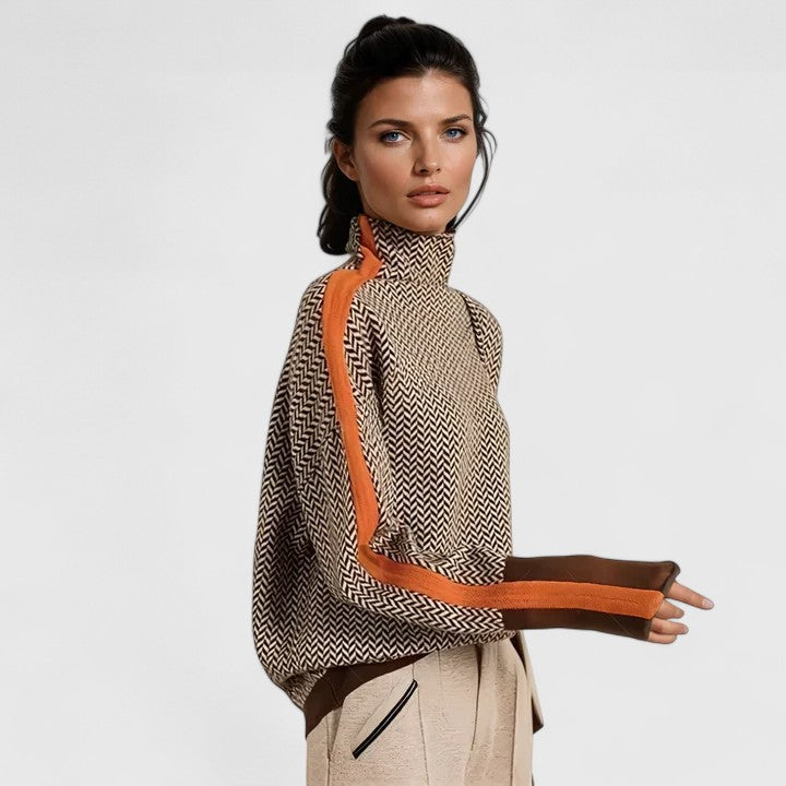 Women's High Neck Long Sleeve Chunky Knit Sweater