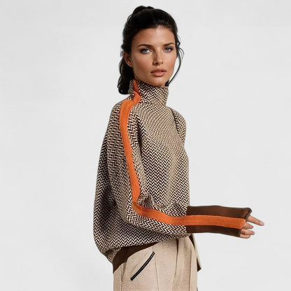 Women's High Neck Long Sleeve Chunky Knit Sweater