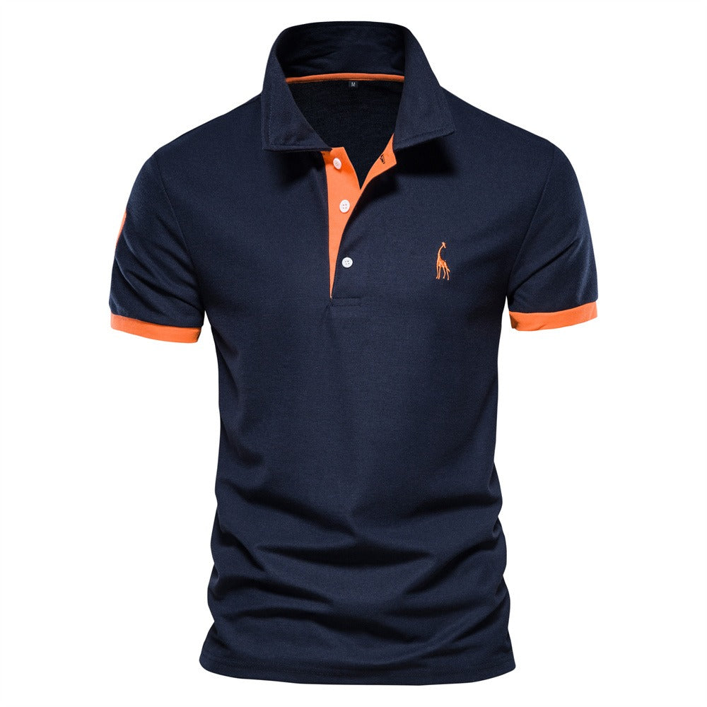 Turn Down Collar Short Sleeve Polo Shirt