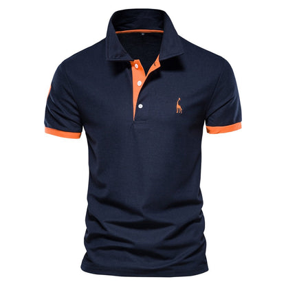 Turn Down Collar Short Sleeve Polo Shirt