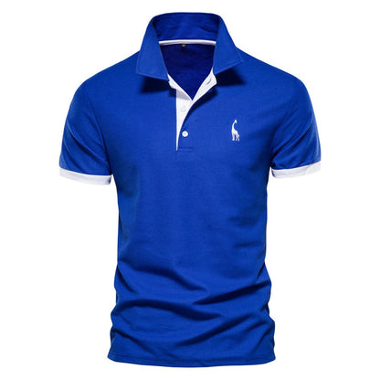 Turn Down Collar Short Sleeve Polo Shirt