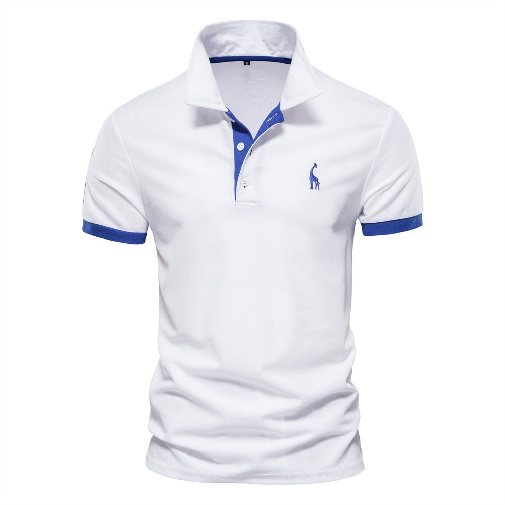 Turn Down Collar Short Sleeve Polo Shirt