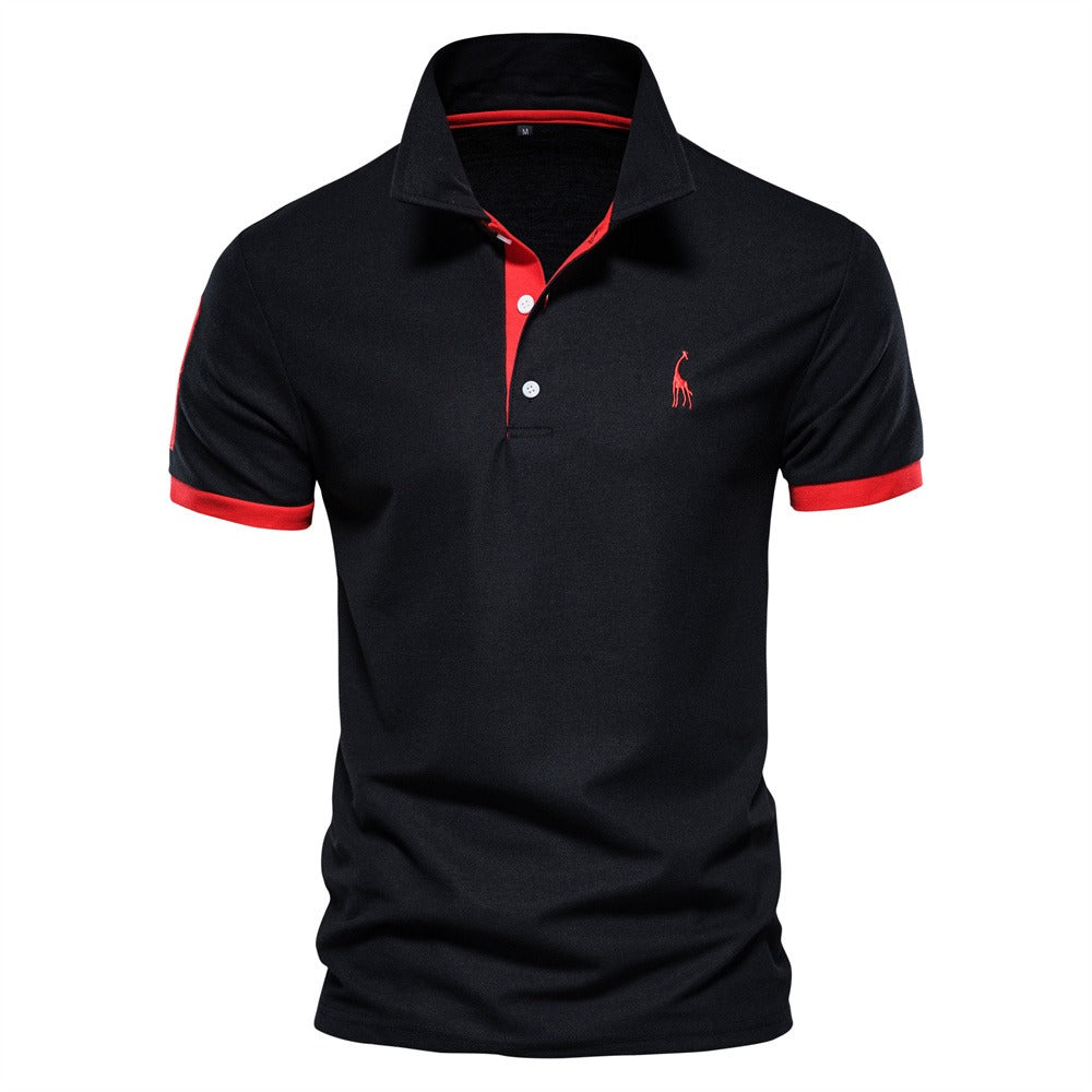 Turn Down Collar Short Sleeve Polo Shirt