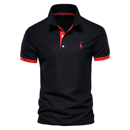 Turn Down Collar Short Sleeve Polo Shirt