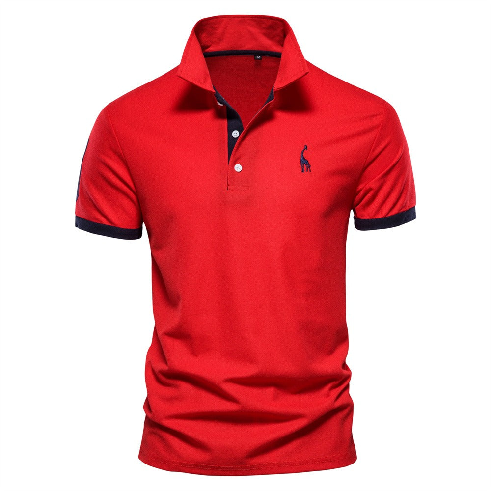 Turn Down Collar Short Sleeve Polo Shirt