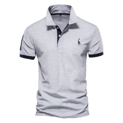 Turn Down Collar Short Sleeve Polo Shirt