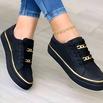 Chain Linked Lace Up Platform Shoes