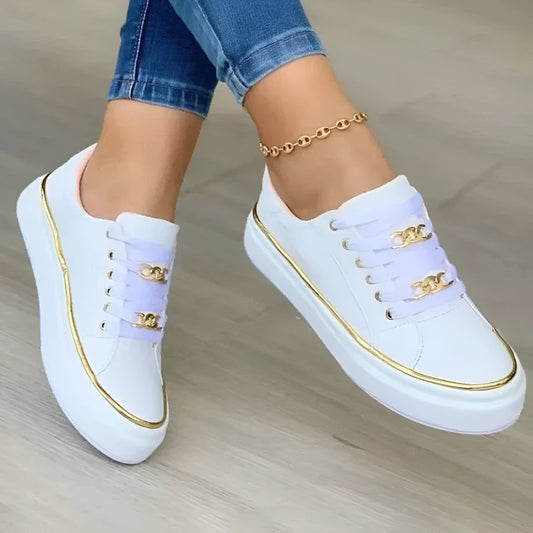 Chain Linked Lace Up Platform Shoes