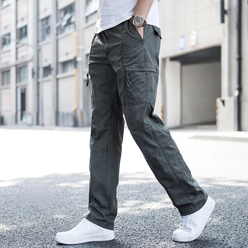Pleatless Banded Zippered Baggy Uncuffed Long Trouser