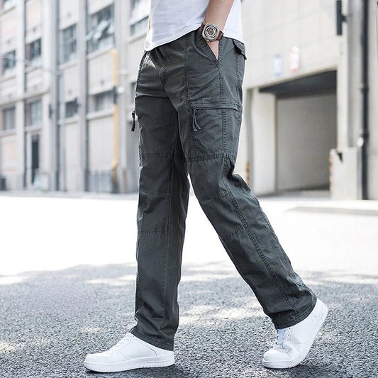 Pleatless Banded Zippered Baggy Uncuffed Long Trouser