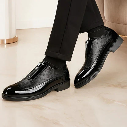 Perforated Paneled Rounded Brogue Shoes