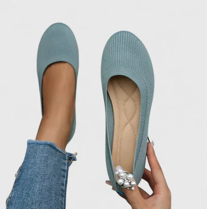Rounded Toe Slip On Mesh Flat Shoes