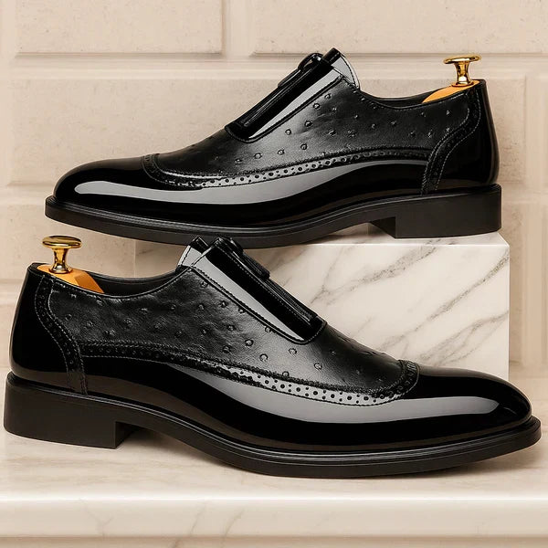 Perforated Paneled Rounded Brogue Shoes