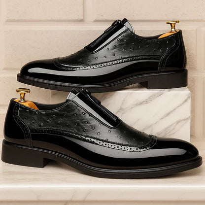 Perforated Paneled Rounded Brogue Shoes